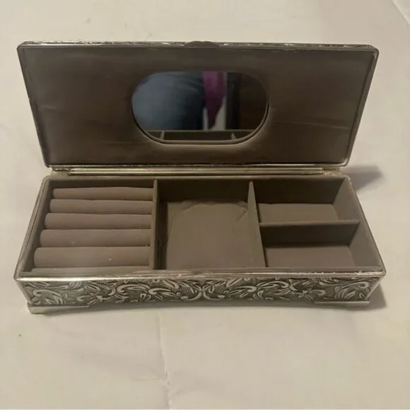 Vtg Godinger Silver 1992 Velvet-Lined Jewelry Box 9x4x2Quiet Luxury Decor